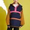 Abito con cappuccio convertibile Taglie asiatiche “Navy Tan”
