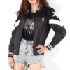 Bomber da baseball non imbottito Taglie asiatiche “Grey White Black”