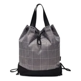 Borsa a secchiello a quadri “Grey”