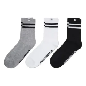 Calze corti a righe con logo, tre paia “Nero Grigio Bianco” Calze corti a righe con logo, tre paia “Nero Grigio Bianco”