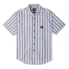 Camicia a maniche corte a righe con bottoni Taglie asiatiche “Blu”