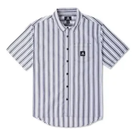Camicia a maniche corte a righe con bottoni Taglie asiatiche “Blu”
