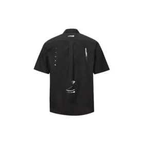 Camicia a maniche corte con tasche Taglie asiatiche “Nero”
