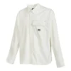Camicia a maniche lunghe con bottoni in tessuto Taglie asiatiche “Bianco”