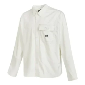 Camicia a maniche lunghe con bottoni in tessuto Taglie asiatiche “Bianco”