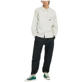 Camicia a maniche lunghe con bottoni in tessuto Taglie asiatiche “Bianco”