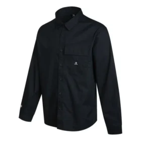 Camicia a maniche lunghe con bottoni in tessuto Taglie asiatiche “Black”