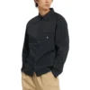 Camicia a maniche lunghe con bottoni in tessuto Taglie asiatiche “Black”