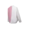 Camicia a maniche lunghe con piccoli fiori e logo color block, bianca e rosa