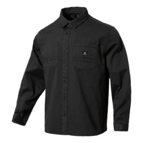 Camicia a maniche lunghe in twill con bottoni Taglie asiatiche “Nero”