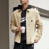 Camicia da lavoro in tela lavata con zip integrale Taglie asiatiche “Nomad Khaki”