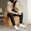 Camicia da lavoro in tela lavata con zip integrale Taglie asiatiche “Nomad Khaki”