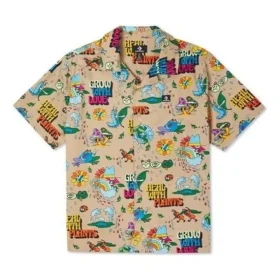 Camicia da resort con stampa floreale Taglie asiatiche “Nomad Khaki”