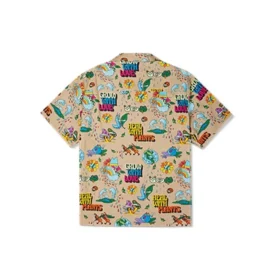 Camicia da resort con stampa floreale Taglie asiatiche “Nomad Khaki”