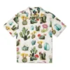 Camicia da resort con stampa vegetale Taglie asiatiche “Desert Sand Cactus Multi”