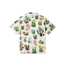 Camicia da resort con stampa vegetale Taglie asiatiche “Desert Sand Cactus Multi”