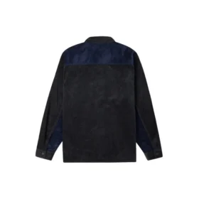 Camicia in velluto a coste con blocchi di colore Taglie asiatiche “Navy Black”