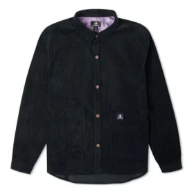 Camicia in velluto a coste con bottoni Taglie asiatiche “Nero”