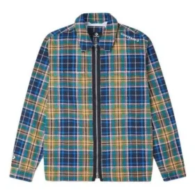 Camicia Utility con stampa all-over e zip frontale Taglie asiatiche “Blu”