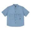Camicia utility in denim con logo Asia Sizing “LT Retro Blue”
