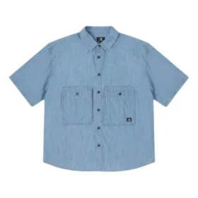Camicia utility in denim con logo Asia Sizing “LT Retro Blue”