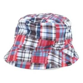 Cappello a secchiello reversibile con toppe a quadri “Blue”