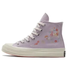 Chuck 70 High “Stampa floreale ricamata – Ametista pallida”