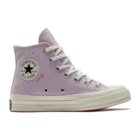 Chuck 70 High “Stampa floreale ricamata – Ametista pallida”