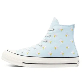 Chuck 70 High “Stampa floreale ricamata – Blu chambray”
