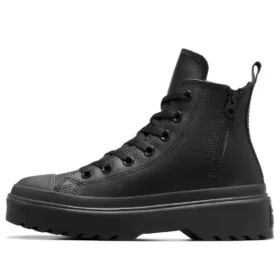 Chuck Taylor All Star con suola a tacchetti e plateau in pelle “Nero”