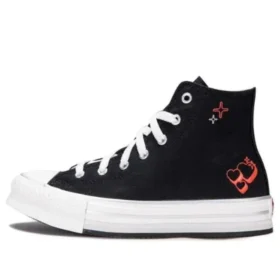 Chuck Taylor All Star con zeppa in EVA e cuore Y2K, modello alto “Nero”