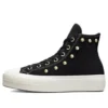 Chuck Taylor All Star con zeppa in pelle scamosciata e borchie, modello alto “Nero”