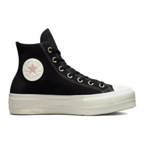 Chuck Taylor All Star con zeppa in pelle scamosciata e borchie, modello alto “Nero”