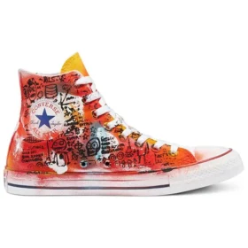 Chuck Taylor All Star High Dipinte a mano “Orange Red”