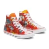 Chuck Taylor All Star High Dipinte a mano “Orange Red”