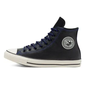 Chuck Taylor All Star High in pelle martellata “Black Hyper Royal”