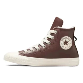 Chuck Taylor All Star in pelle con fodera in pelliccia sintetica “Marrone scuro”