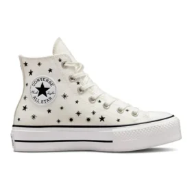 Chuck Taylor All Star Lift Platform High “Stelle ricamate – Egret”