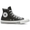 Chuck Taylor All Star Mission-V in pelle, modello alto, suola con motivo a onde, nero e bianco “Black White”