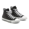 Chuck Taylor All Star Mission-V in pelle, modello alto, suola con motivo a onde, nero e bianco “Black White”