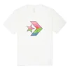 Converse da uomo a maniche corte casual sportive con stampa a colori contrastanti, bianco