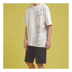 Converse da uomo con logo a fiamma, casual a maniche corte, bianco