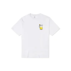 Converse da uomo con stampa cartoon, ampia, sportiva, girocollo, maniche corte, bianco