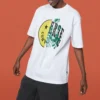 Converse da uomo con stampa faccina sorridente, traspiranti, a maniche corte, bianche