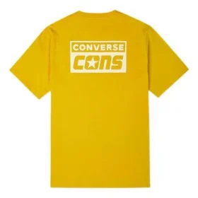 Converse da uomo con stampa logo alfabeto, stile retrò casual, maniche corte, giallo