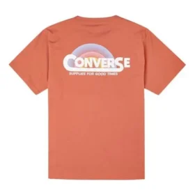 Converse da uomo con stampa logo arcobaleno, maglia sportiva a maniche corte, rosso