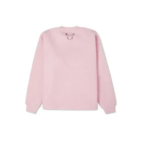 Converse x POKEMON Pullover a collo rotondo in pelle scamosciata con ricamo cartoon rosa
