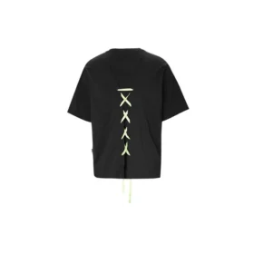 Design con lacci sul retro, maniche corte, nero