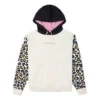 Felpa con cappuccio a maniche lunghe con stampa leopardo arcobaleno Taglie asiatiche “Off White”