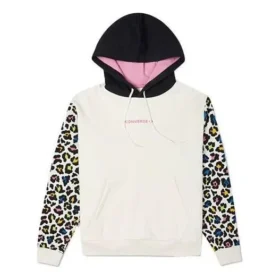 Felpa con cappuccio a maniche lunghe con stampa leopardo arcobaleno Taglie asiatiche “Off White”
